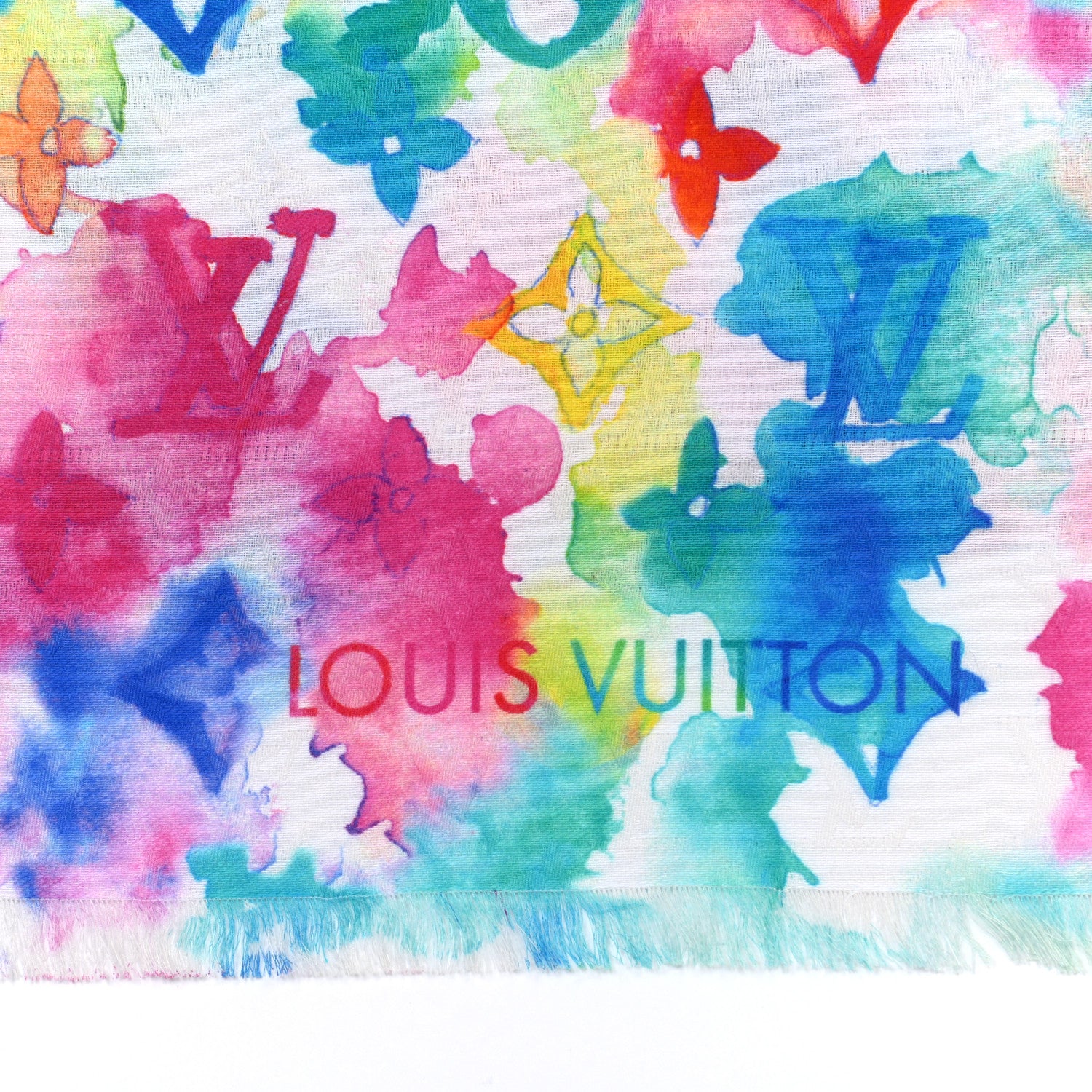 Louis Vuitton Cotton Monogram Essential Watercolor Stole Multicolor 5 of 9