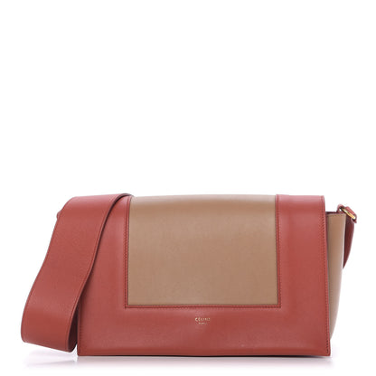Celine Shiny Smooth Calfskin Medium Frame Shoulder Bag Red Tan 1 of 9