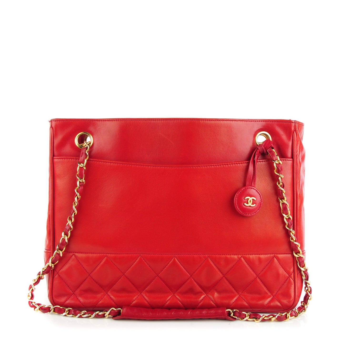 Lambskin Quilted Tote Red