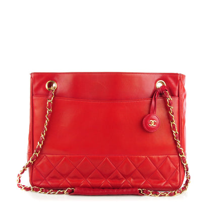 Chanel Lambskin Quilted Tote Red 1 of 8
