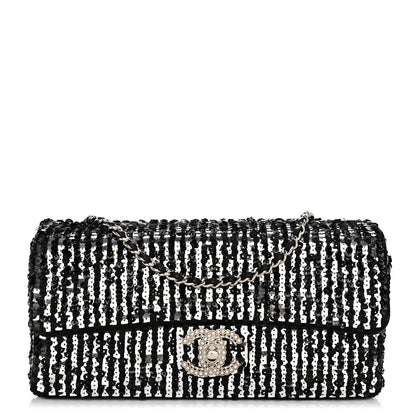 Chanel Sequin Quilted Pearl CC Flap Clutch Black 1 of 11