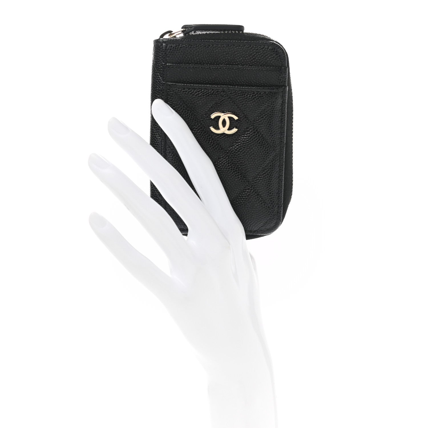 Chanel Caviar Quilted Zip Card Holder Black 2 of 8