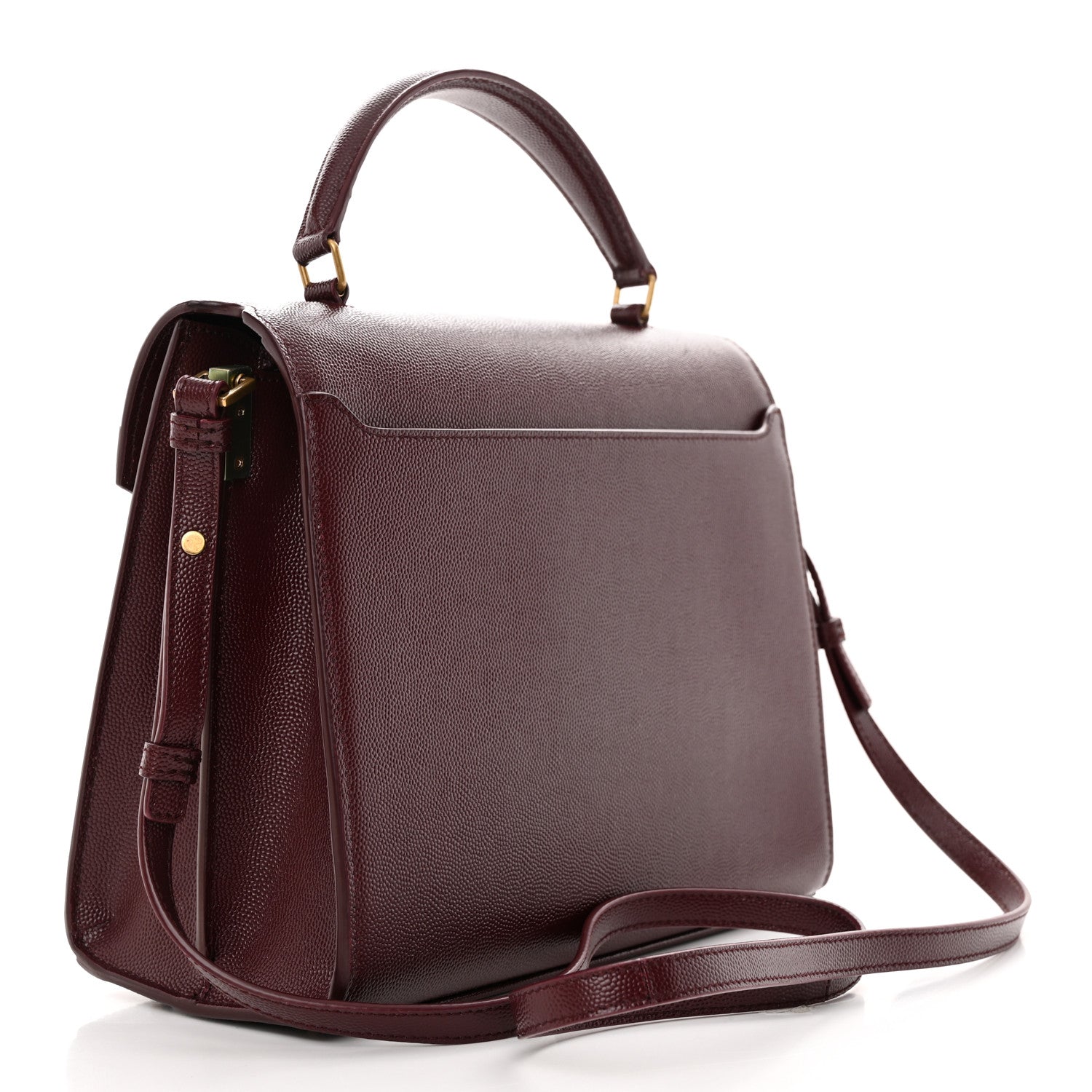 Saint Laurent Grain de Poudre Medium Classic Monogram Cassandra Top Handle Rouge Legion 3 of 14