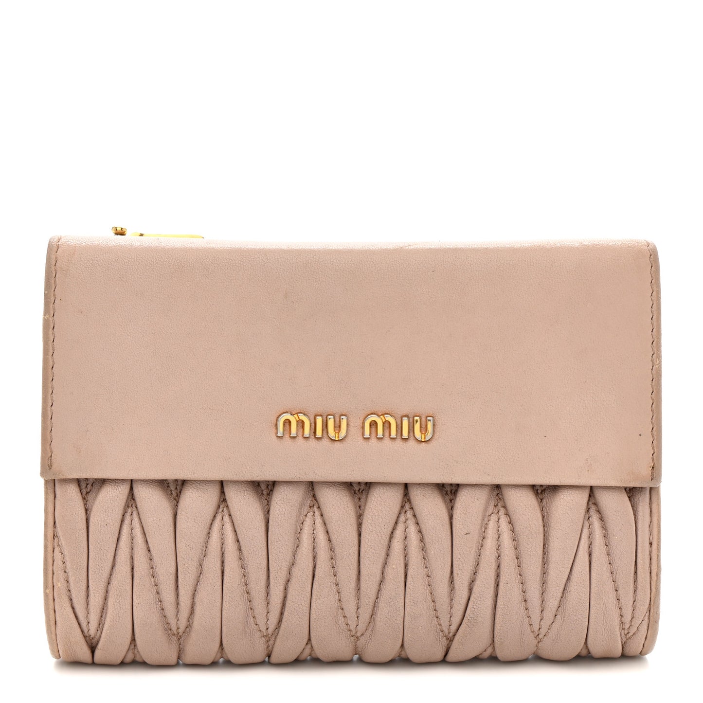 Nappa Matelasse Flap Tri-Fold Wallet Cammeo