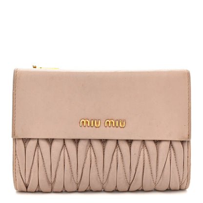 Miu Miu Nappa Matelasse Flap Tri-Fold Wallet Cammeo 1 of 10