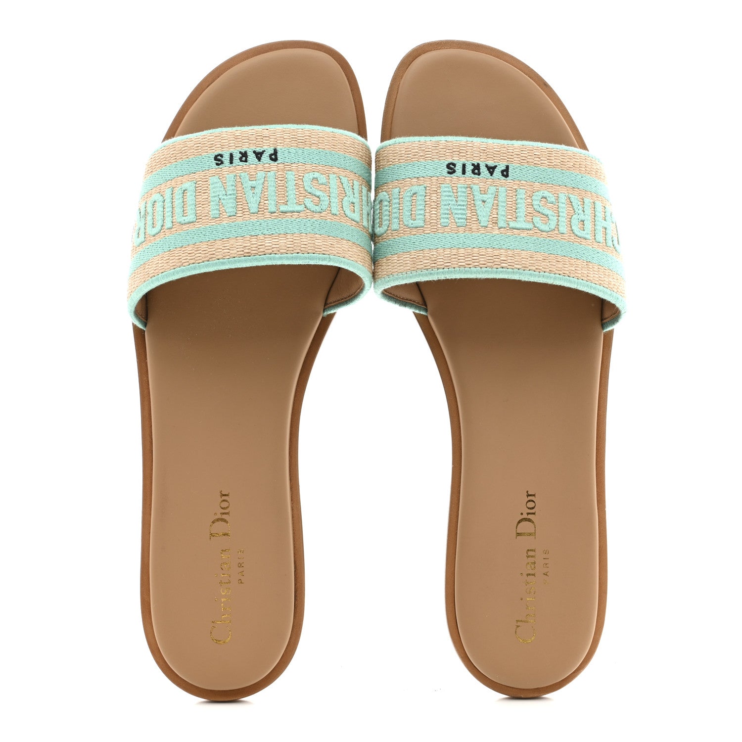 Christian Dior Dway Mules Slide Sandals 41 Aquamarine 1802358