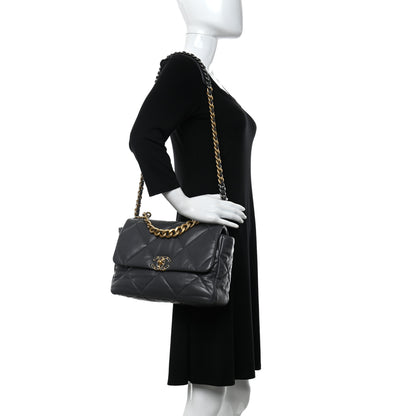 Chanel Lambskin Quilted Large Chanel 19 Flap Dark Grey 2 of 10