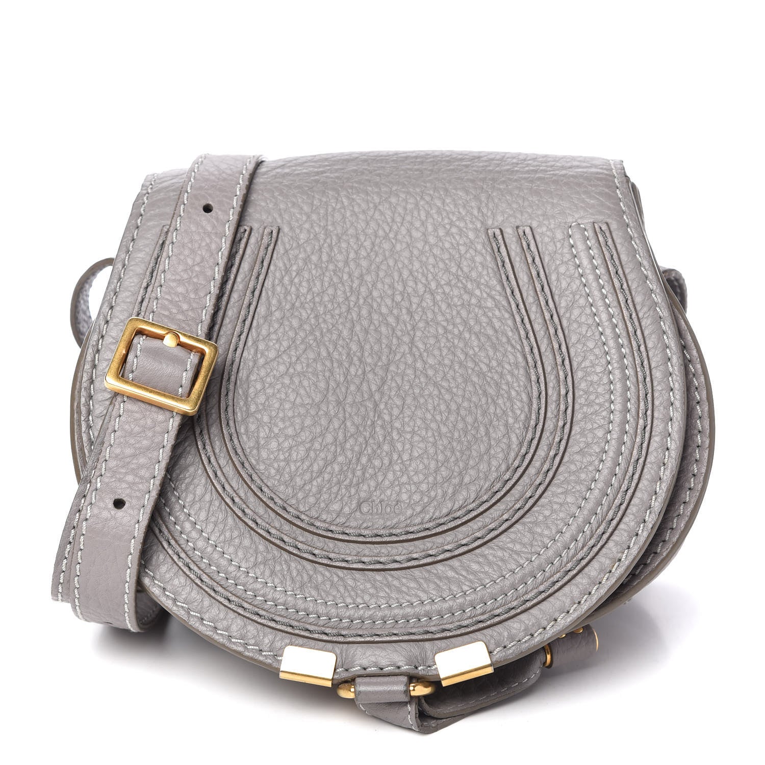 Chloe Calfskin Mini Marcie Round Crossbody Bag Cashmere Grey 1 of 11