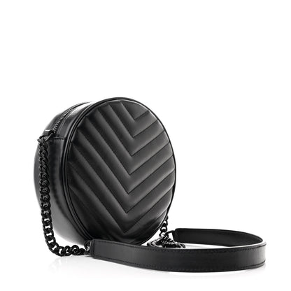 Saint Laurent Calfskin Matelasse Chevron Round Vinyle Camera Bag Black 3 of 10