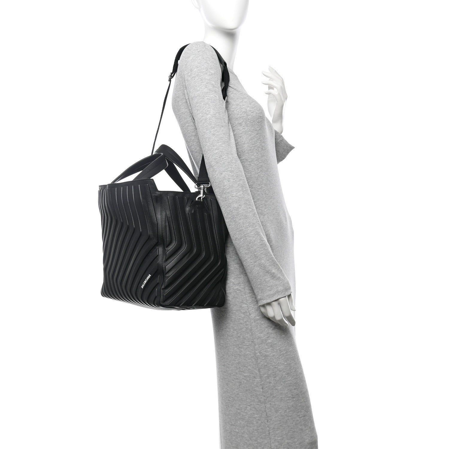 Balenciaga Grained Calfskin Embossed Car East West Tote Black 2 of 10