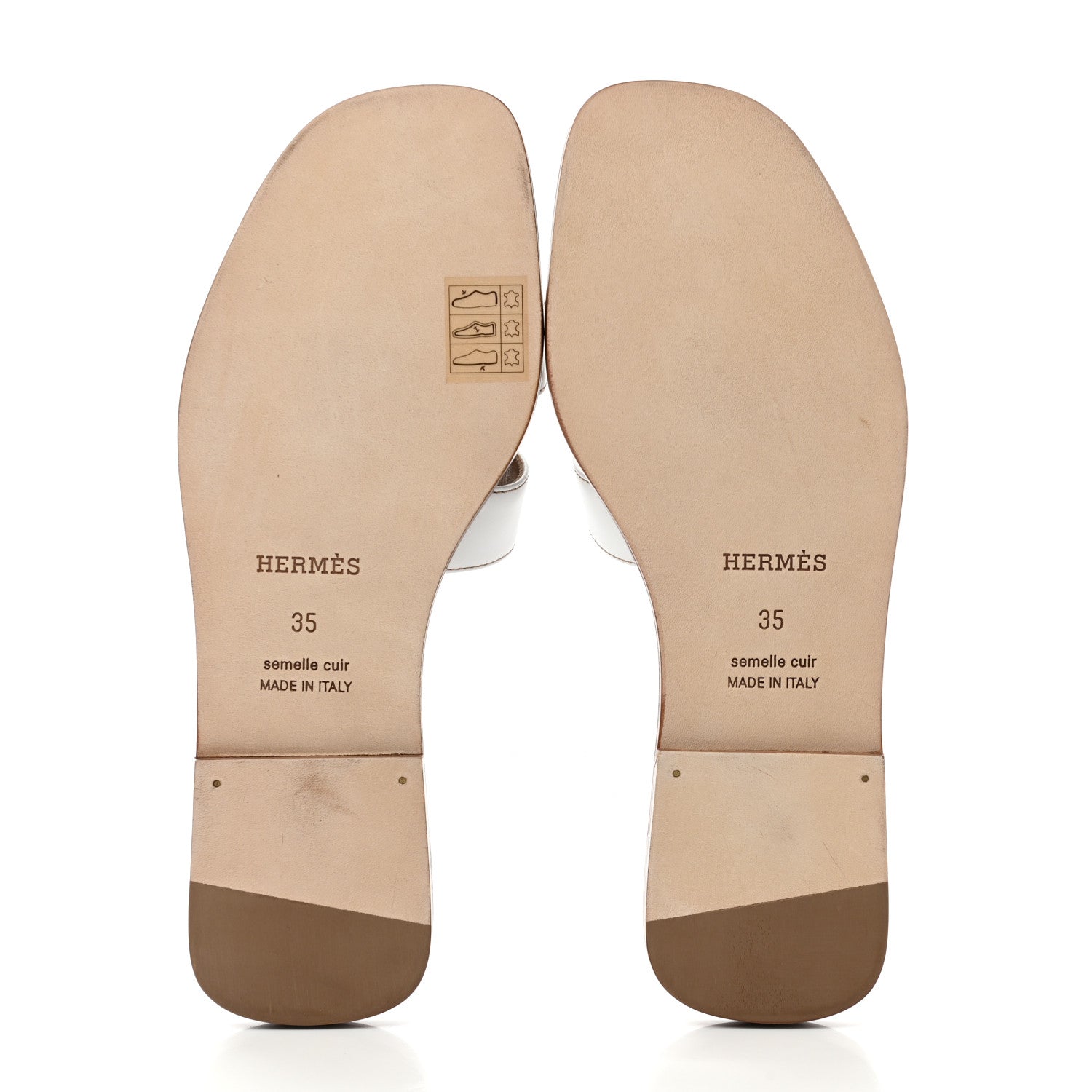 Hermes Box Calfskin Oran Sandals 35 White 5 of 8