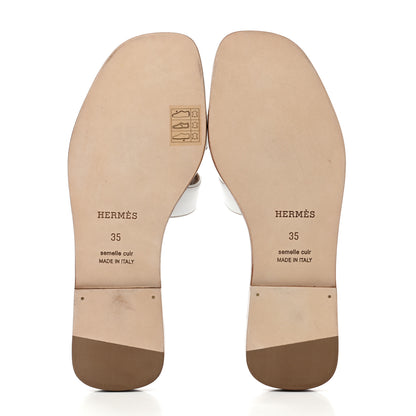 Hermes Box Calfskin Oran Sandals 35 White 5 of 8