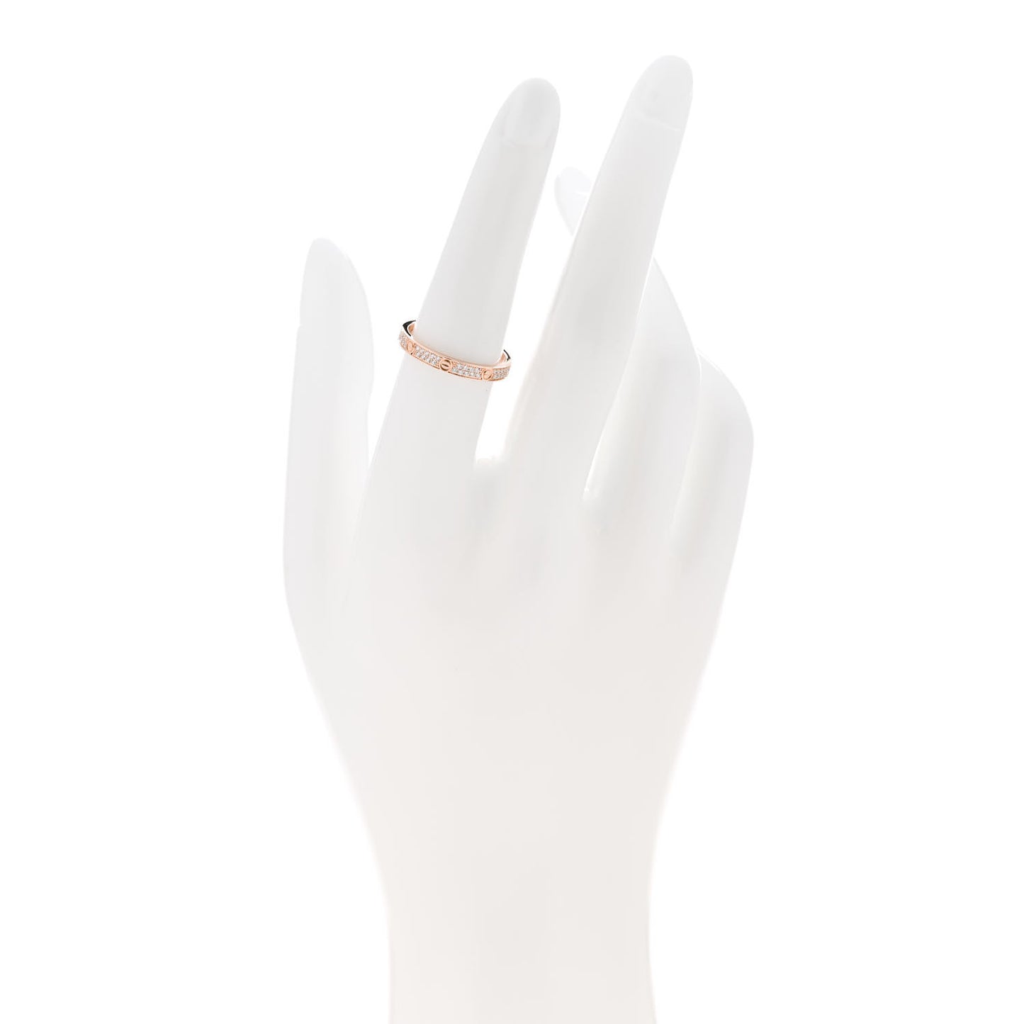 18K Pink Gold Diamond 2.6mm LOVE Paved Band Ring 53 6.5