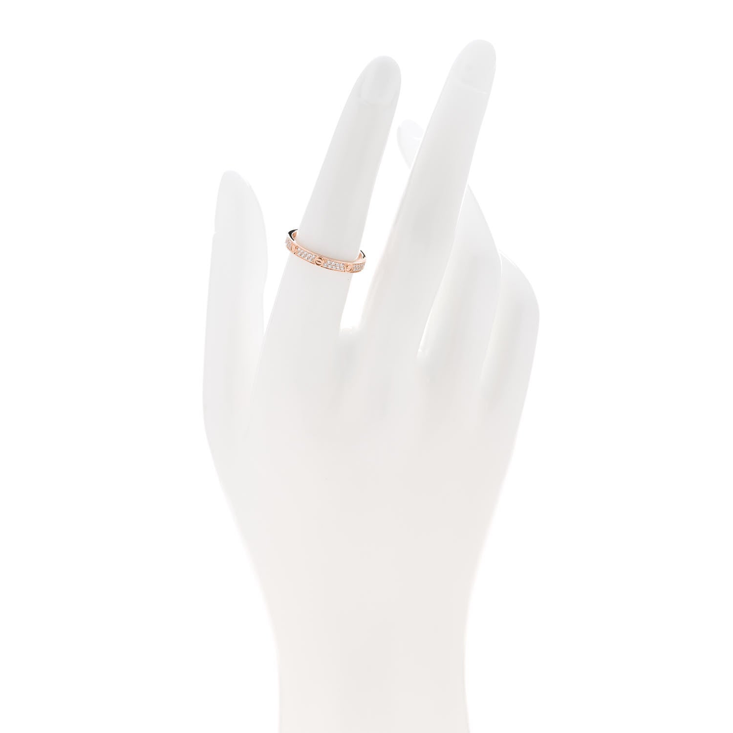 Cartier 18K Pink Gold Diamond 2.6mm LOVE Paved Band Ring 53 6.5 2 of 5