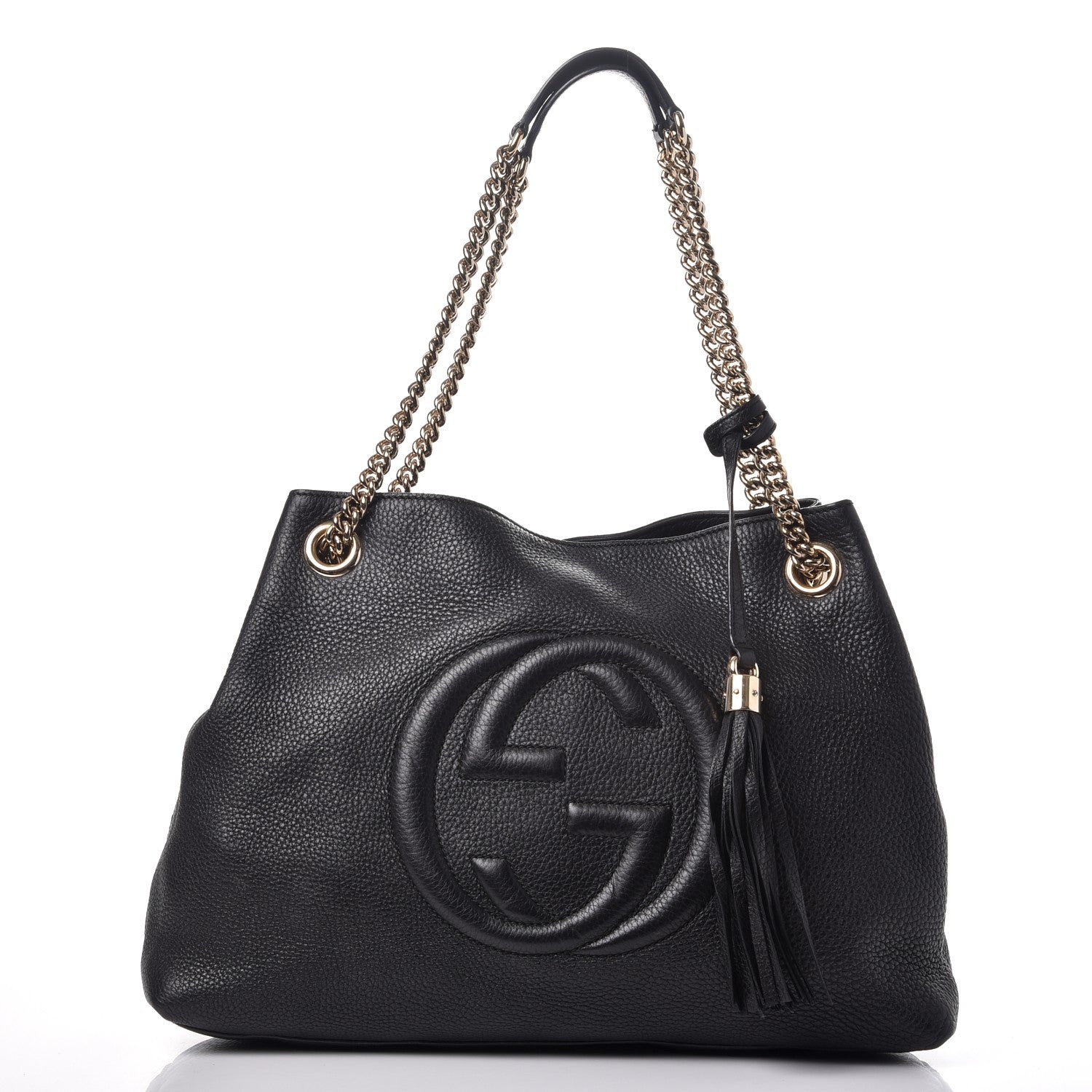 Gucci Pebbled Calfskin Medium Soho Chain Shoulder Bag Black 1 of 7