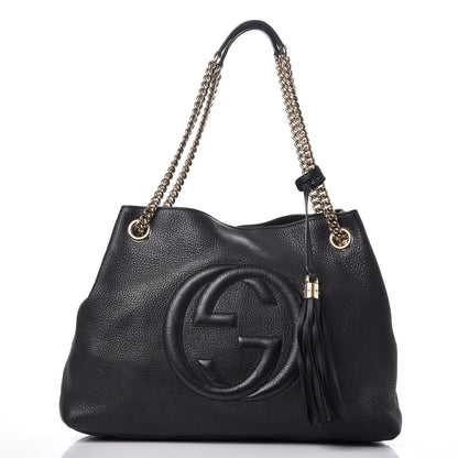 Gucci Pebbled Calfskin Medium Soho Chain Shoulder Bag Black 1 of 7