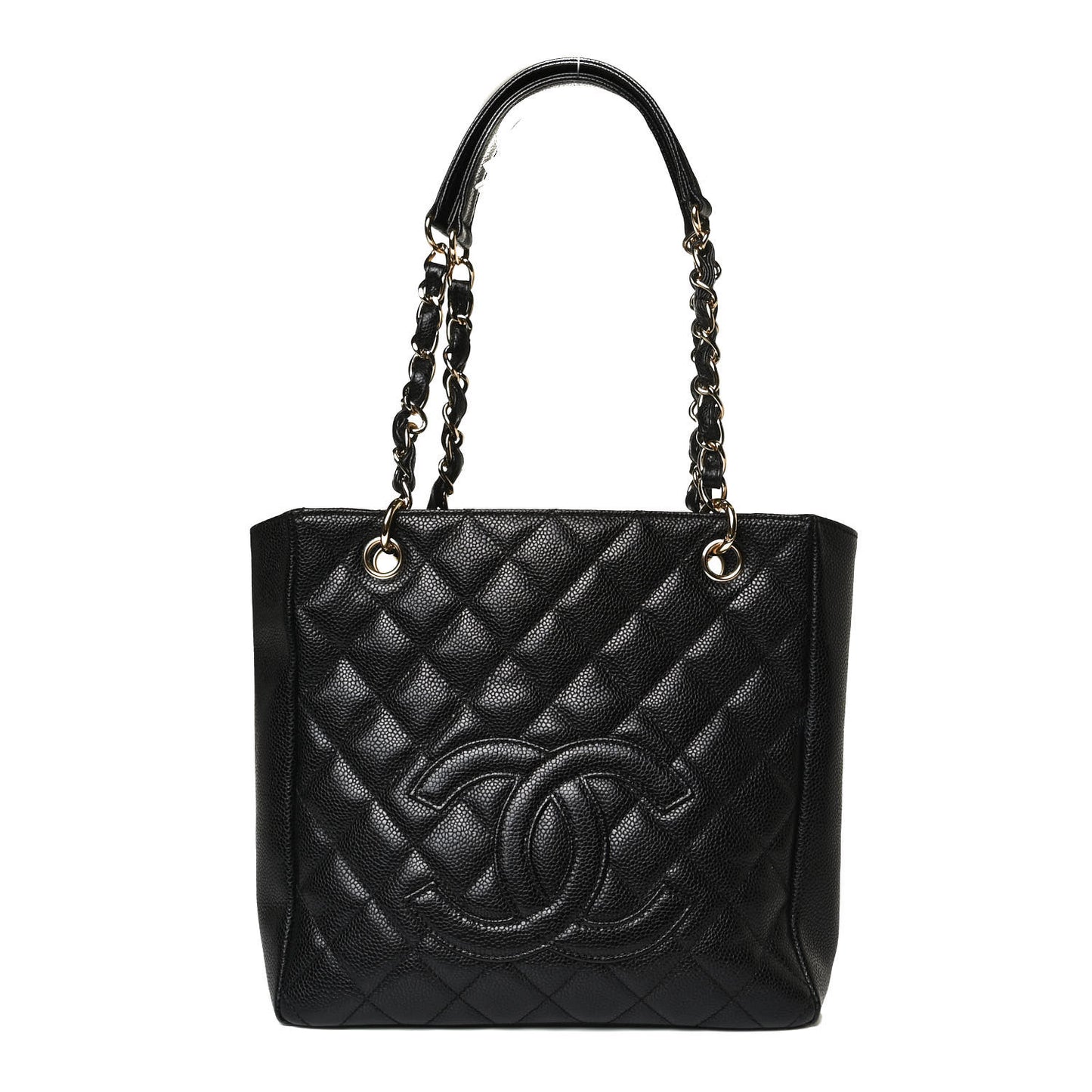 Caviar Quilted Petit Shopping Tote PST Black