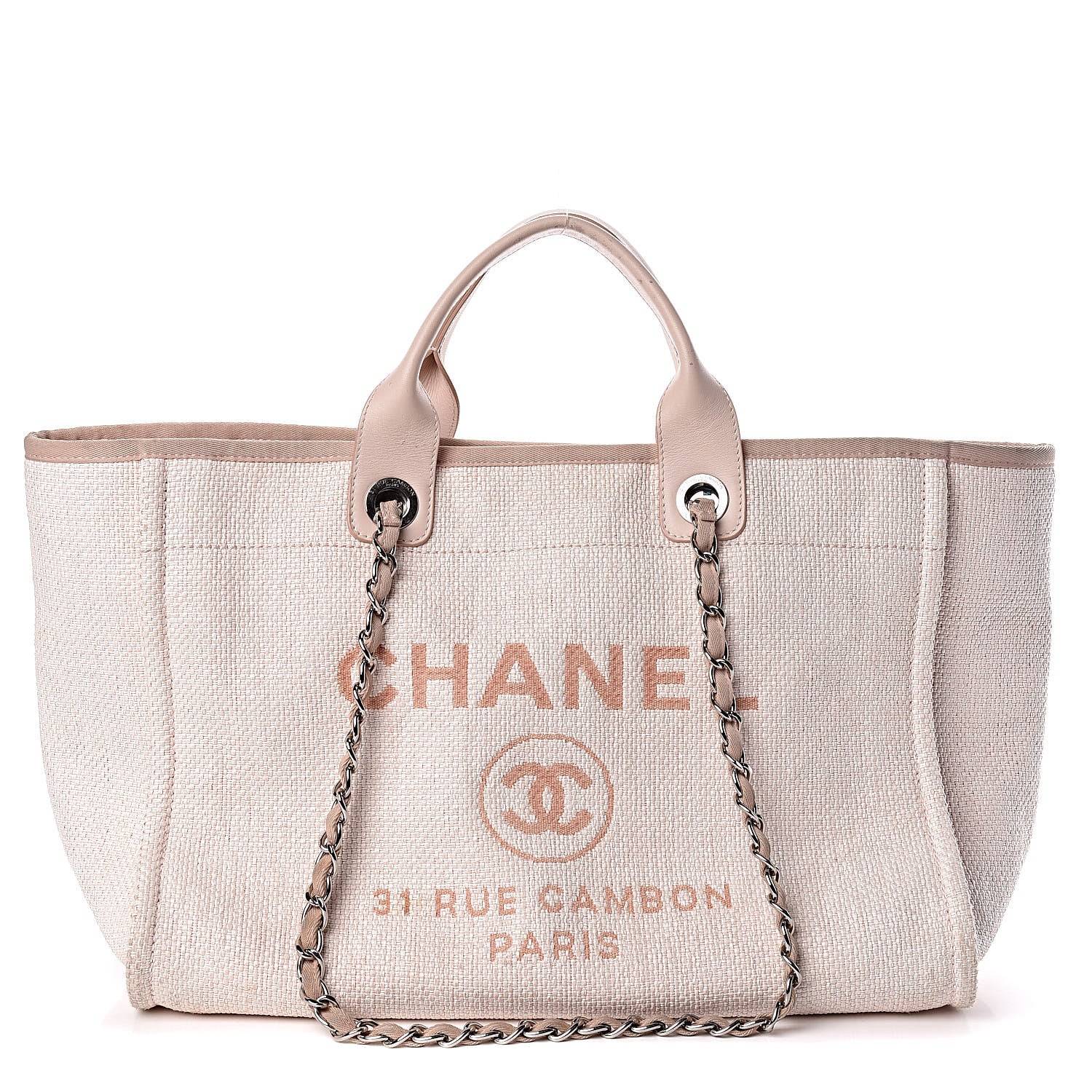 Chanel Canvas Large Deauville Tote Pink 1 of 16