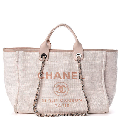 Chanel Canvas Large Deauville Tote Pink 1 of 16