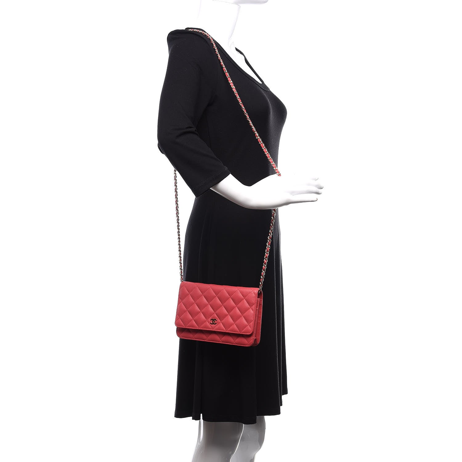 Chanel Caviar Quilted Wallet On Chain WOC Pink 2 of 12