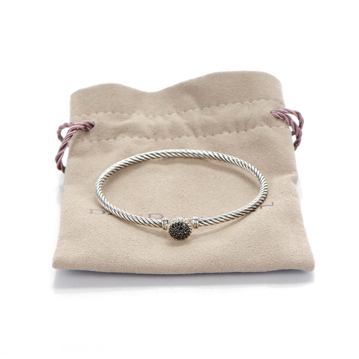 Sterling Silver Pave Black Diamond 8mm Petite Bracelet S