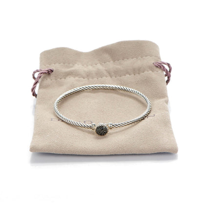 David Yurman Sterling Silver Pave Black Diamond 8mm Petite Bracelet S 5 of 5