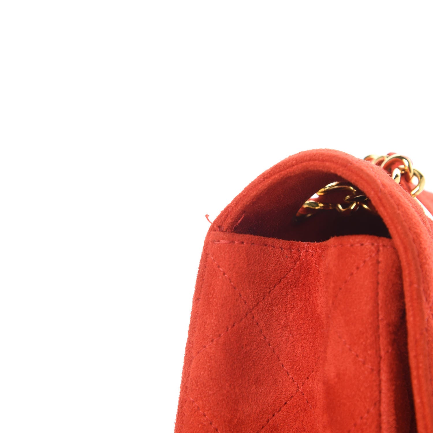 Chanel Suede Quilted Medium Single Flap Red 12 of 13