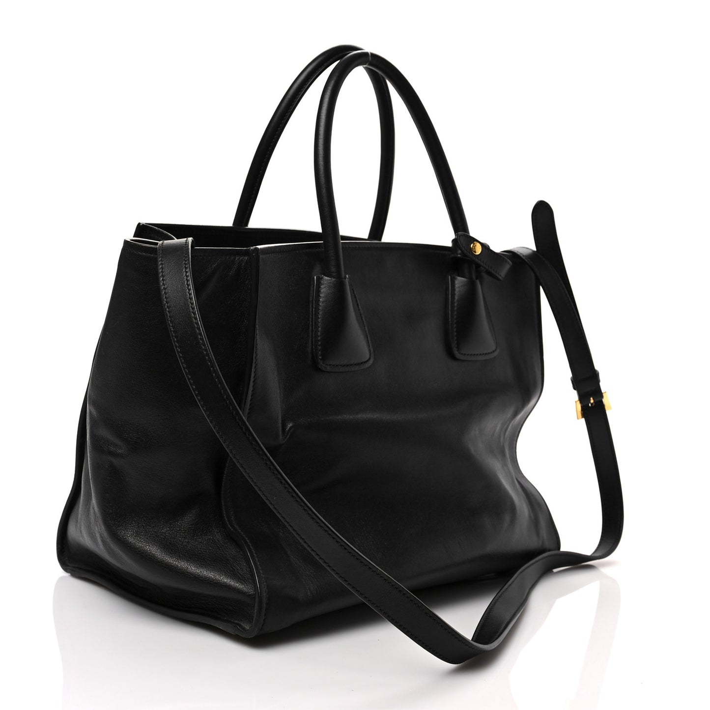 City Calf Front Pocket Tote Black