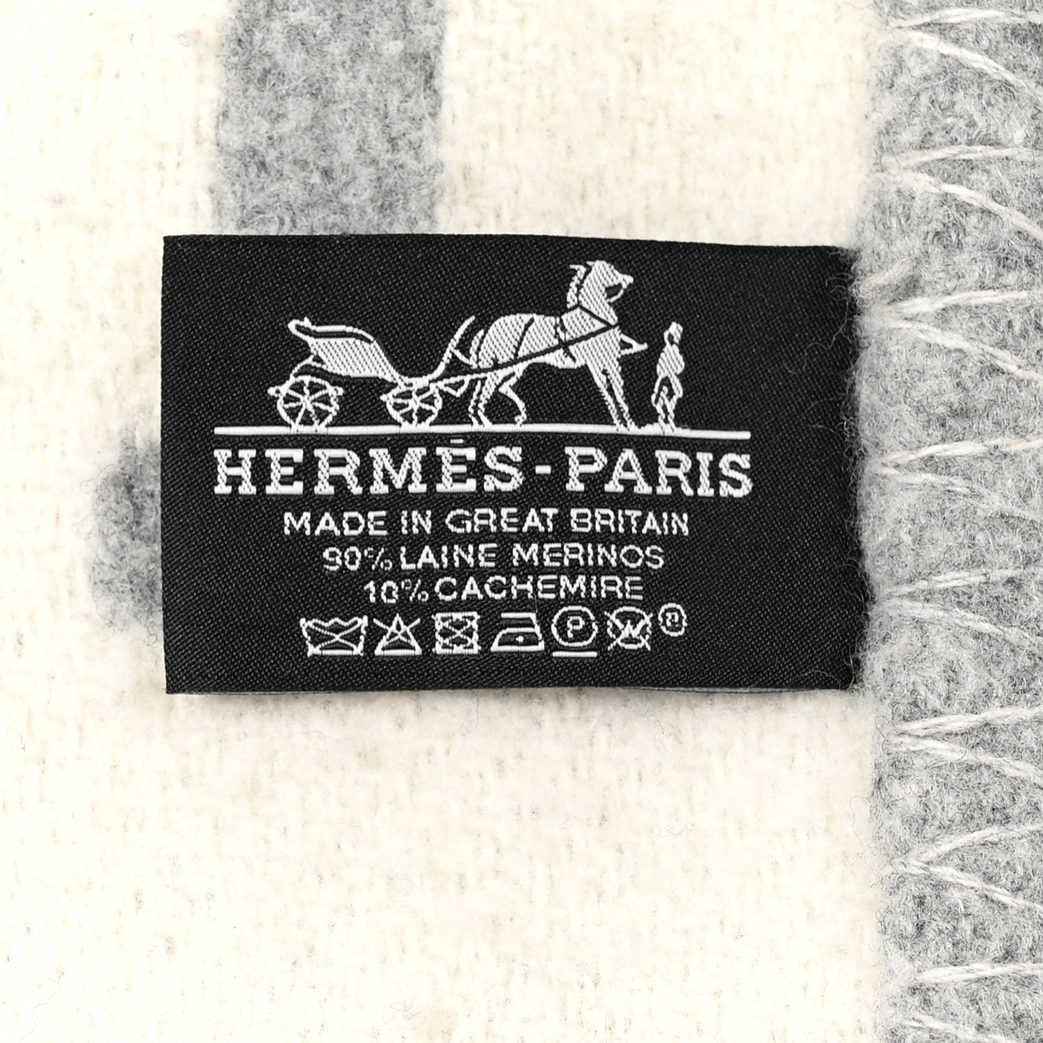 Hermes Wool Cashmere New Classic Avalon Blanket Ecru Gris 3 of 6
