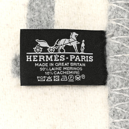 Hermes Wool Cashmere New Classic Avalon Blanket Ecru Gris 3 of 6