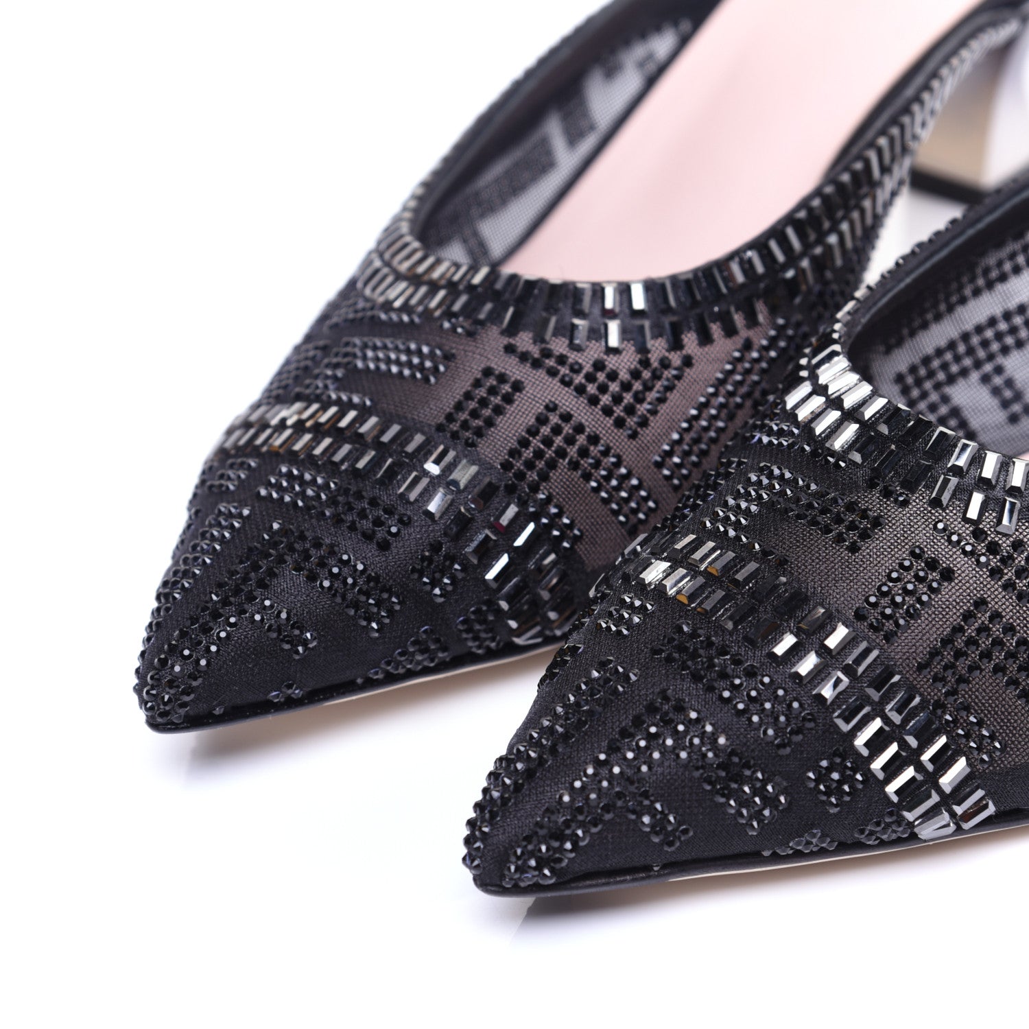 Fendi Technical Mesh Crystal FF Embellished Colibri 55mm Mules 40 Black 6 of 11