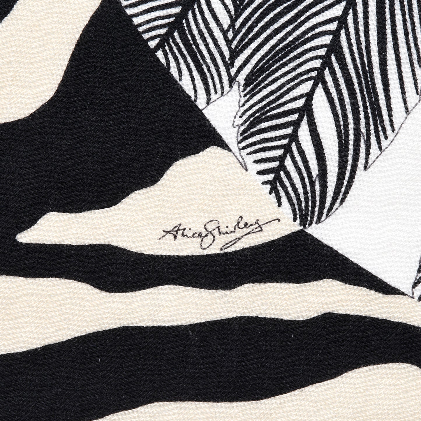 Cashmere Silk Zebra Pegasus Shawl 140 White Black Naturel