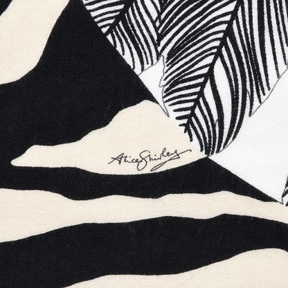 Hermes Cashmere Silk Zebra Pegasus Shawl 140 White Black Naturel 3 of 6