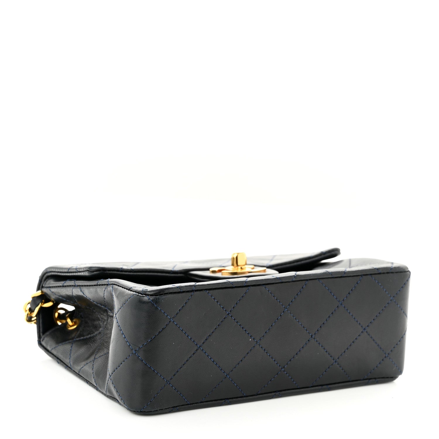 Chanel Lambskin Quilted Mini Square Flap Navy Blue 3 of 9