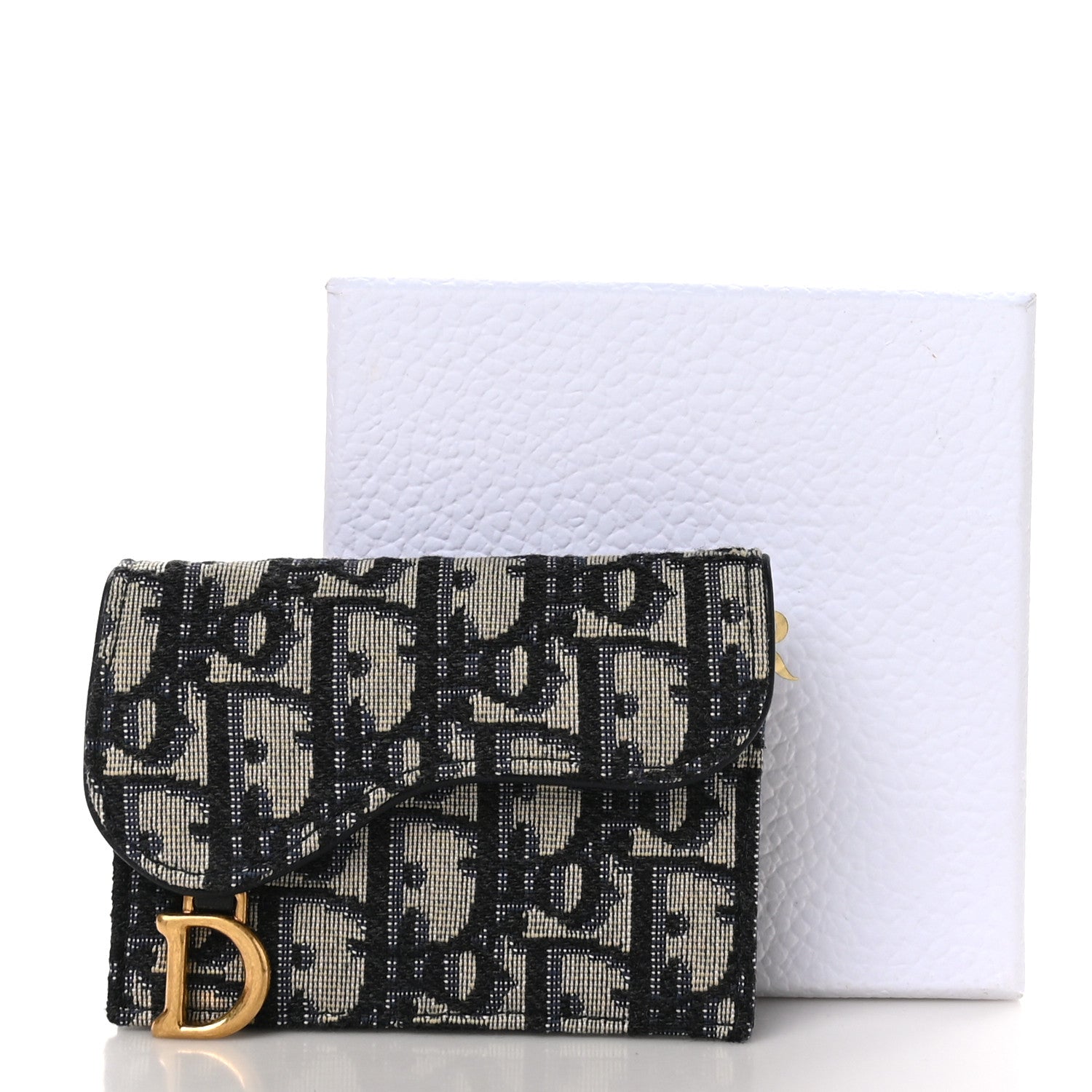 Christian Dior Oblique Saddle Card Holder Blue 9 of 9