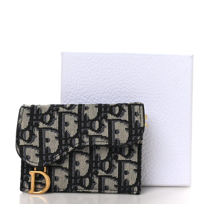 Christian Dior Oblique Saddle Card Holder Blue 9 of 9