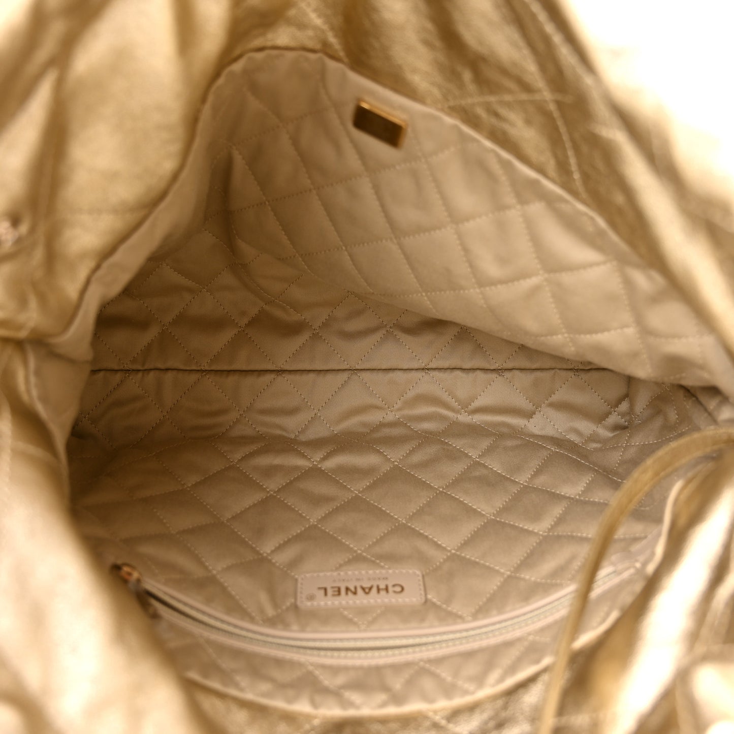 Metallic Calfskin Quilted Small Chanel 22 Light Gold