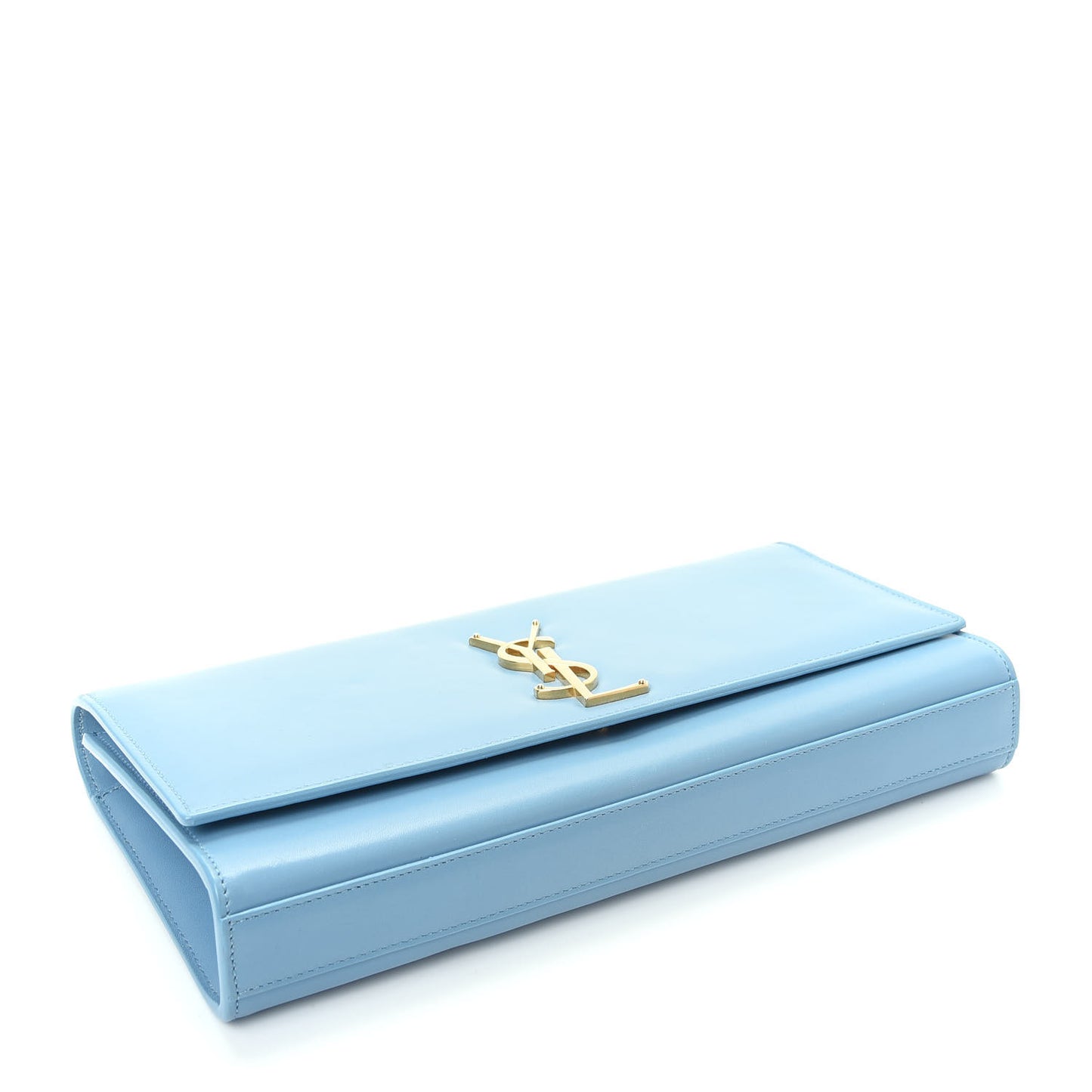 Smooth Calfskin Classic Monogram Cassandre Clutch Blue Glacier