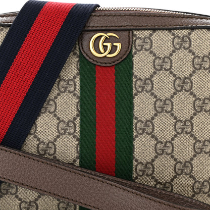 Gucci GG Supreme Monogram Textured Dollar Calfskin Web Ophidia Wristlet Shoulder Bag Beige Ebony New Acero 8 of 11