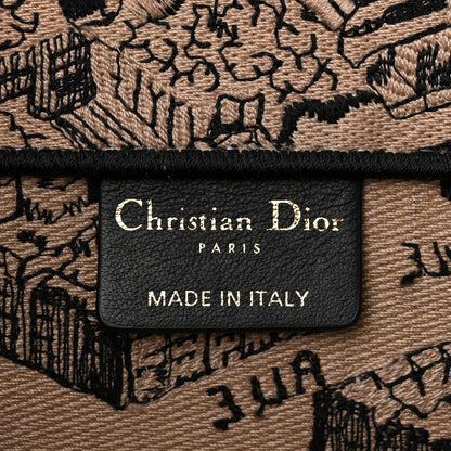 Christian Dior Canvas Embroidered Medium Plan De Paris Book Tote Beige Multi 6 of 10