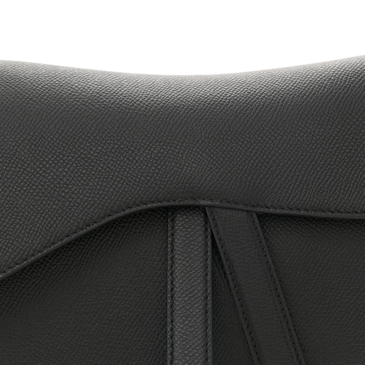 Grained Calfskin Saddle Bag Black