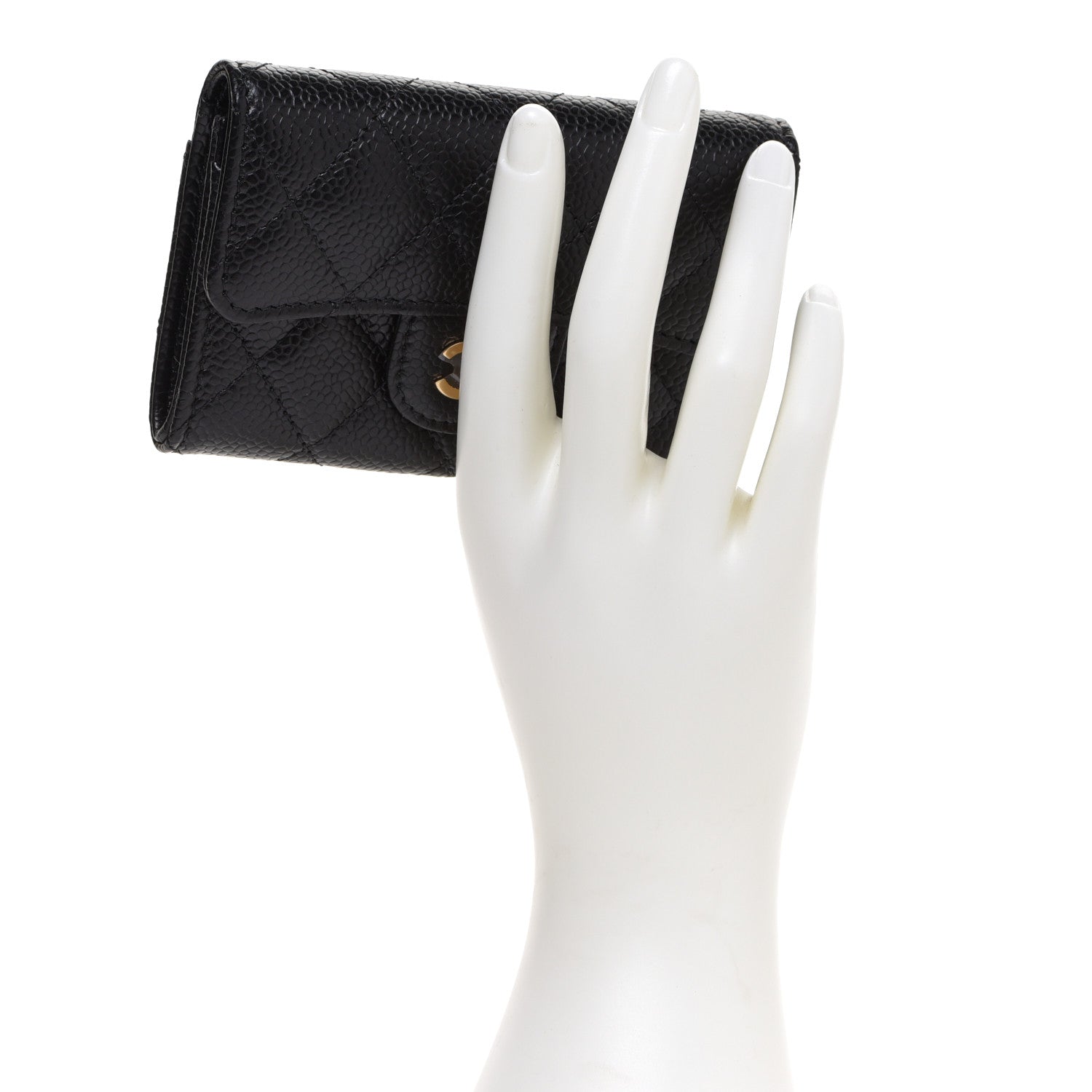 Chanel Caviar Quilted Flap Card Holder Wallet Black 2 of 9