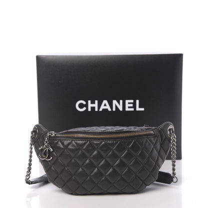 Chanel Lambskin Quilted Banane Waist Bag Fanny Pack Black 18 of 18