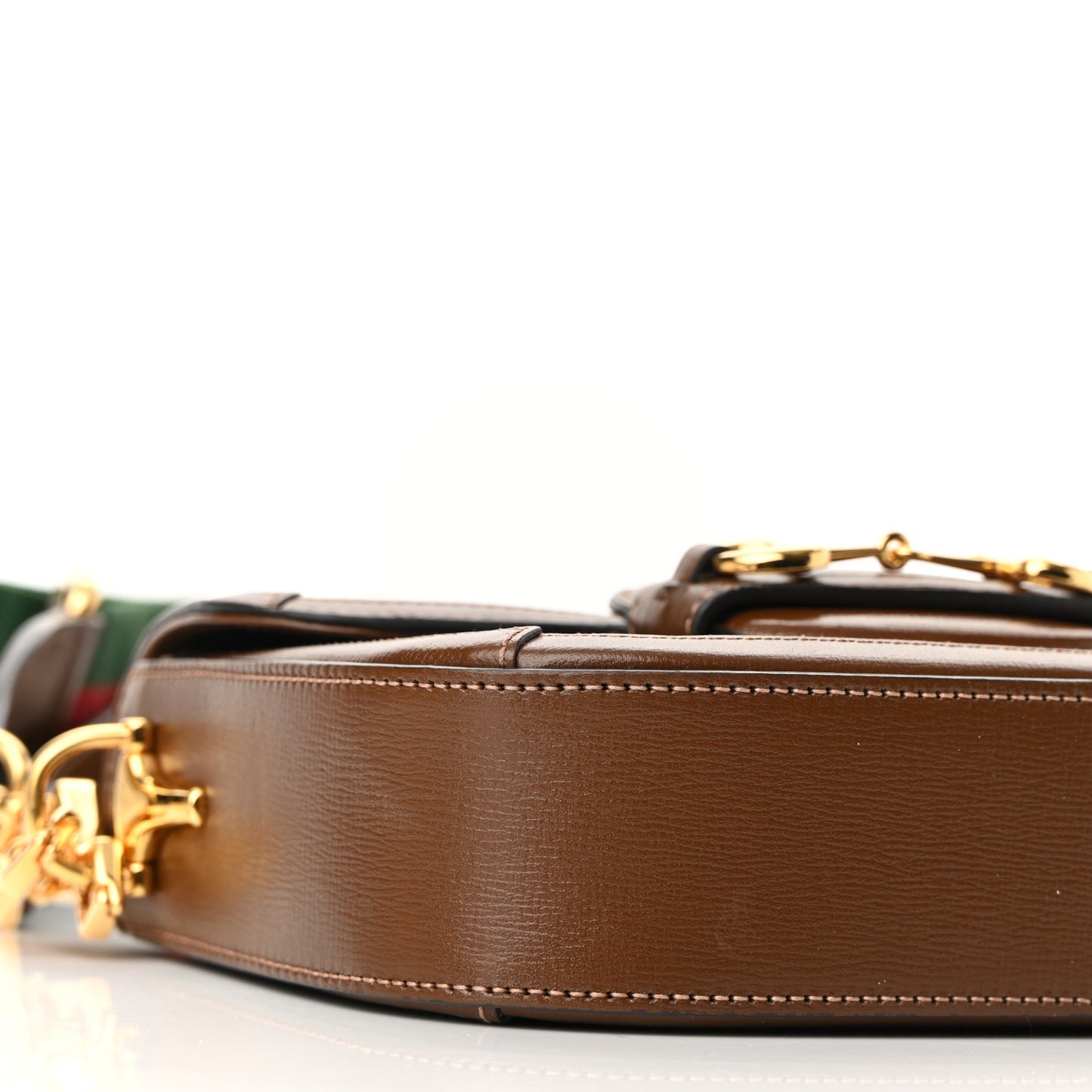 GG Supreme Monogram Web Mini Horsebit 1955 Shoulder Bag Beige Brown Sugar