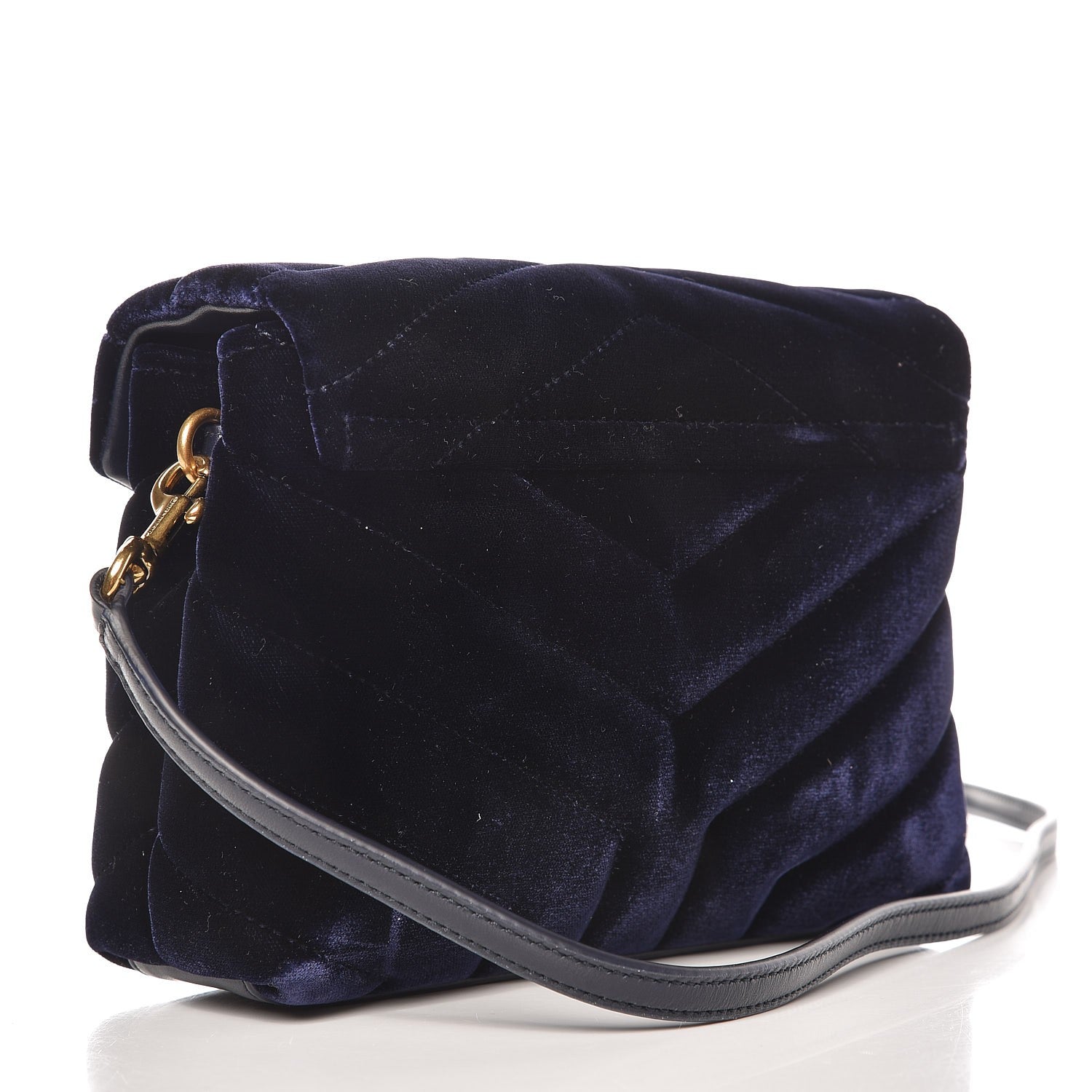 Saint Laurent Velvet Y Quilted Monogram Toy Loulou Crossbody Bag Navy 3 of 8