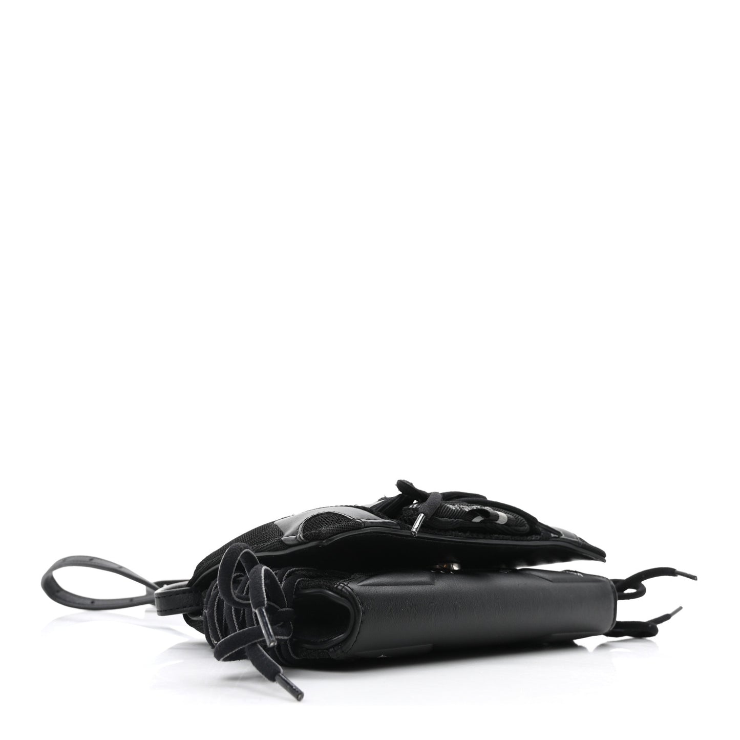 Faux Calfskin Fabric Sneakerhead Phone Crossbody Bag Black