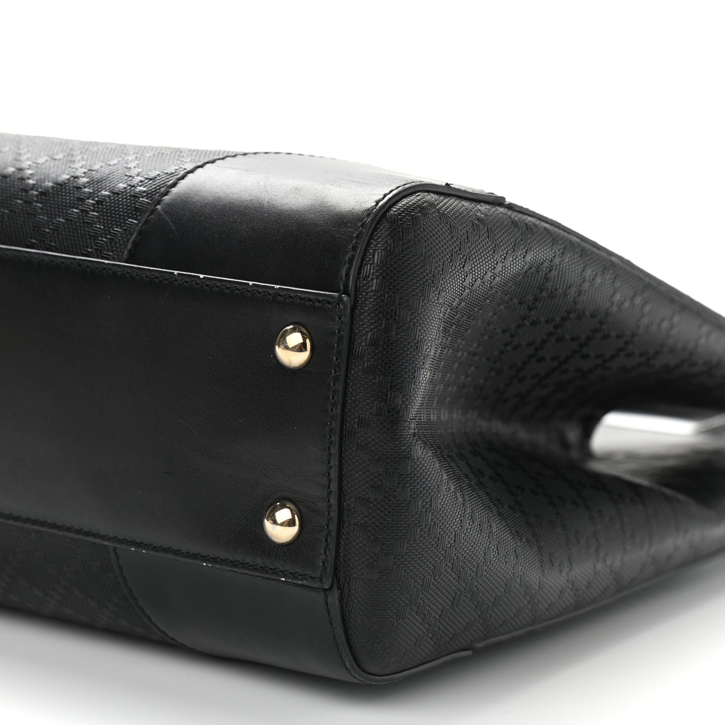 Calfskin Bright Diamante Medium Top Handle Bag Black
