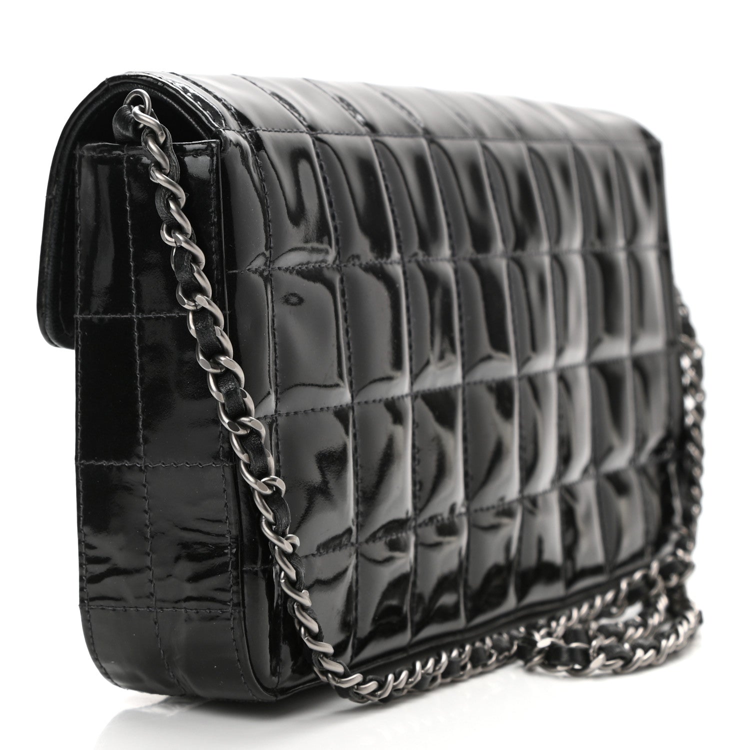 Chanel Patent Quilted East West Chocolate Bar Flap Black 3 of 12