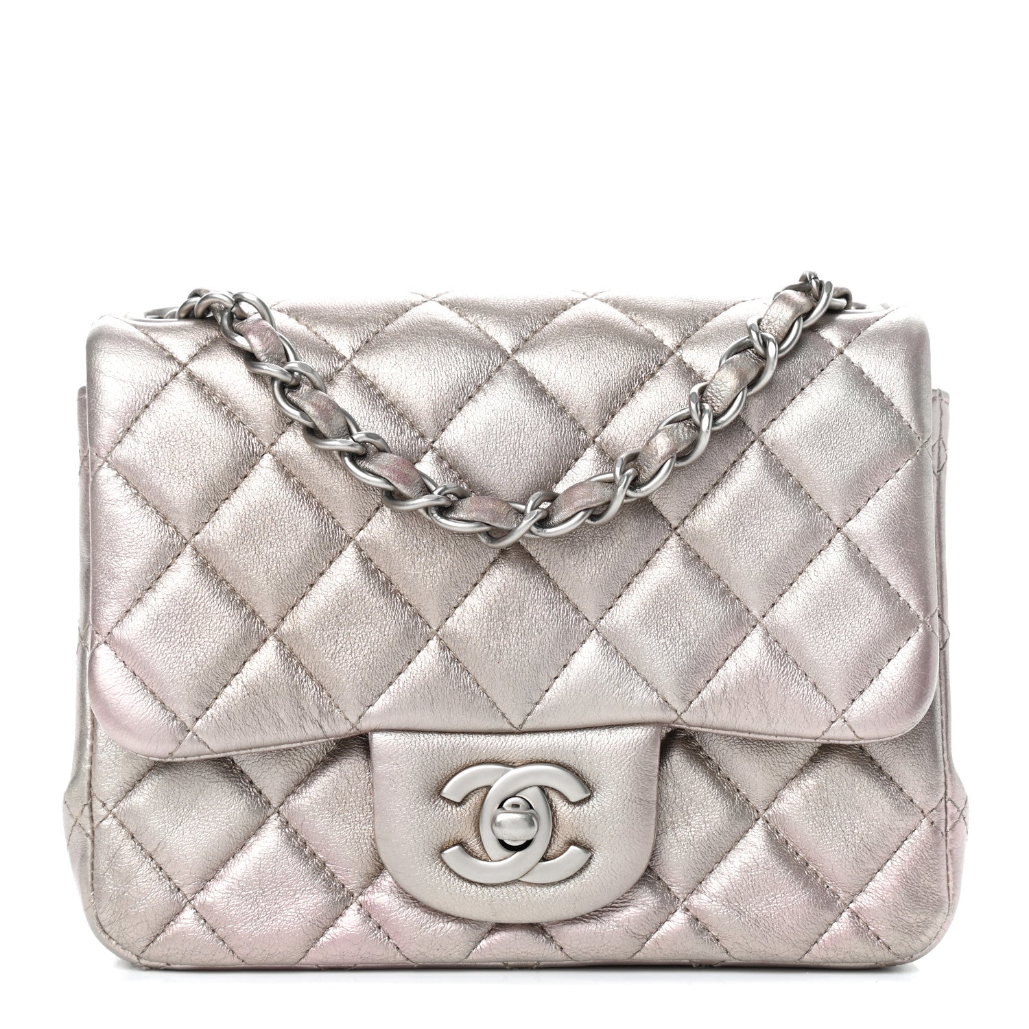 Chanel Metallic Lambskin Quilted Mini Square Flap Light Gold 1 of 11