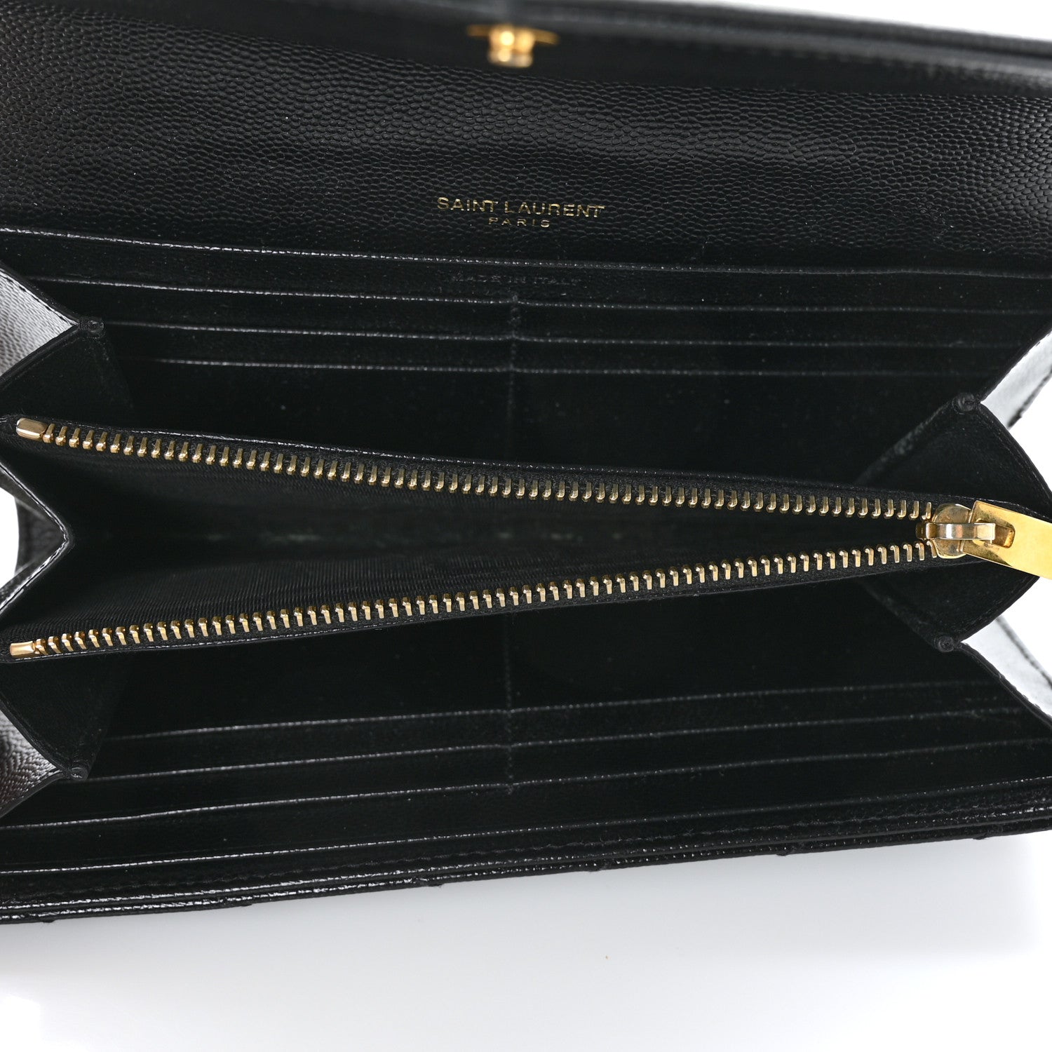 Saint Laurent Grain De Poudre Matelasse Chevron Monogram Flap Wallet Black 5 of 6